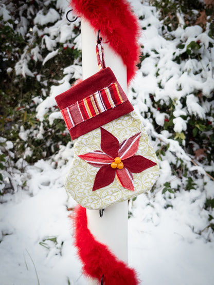 Green pointietta patchwork stocking