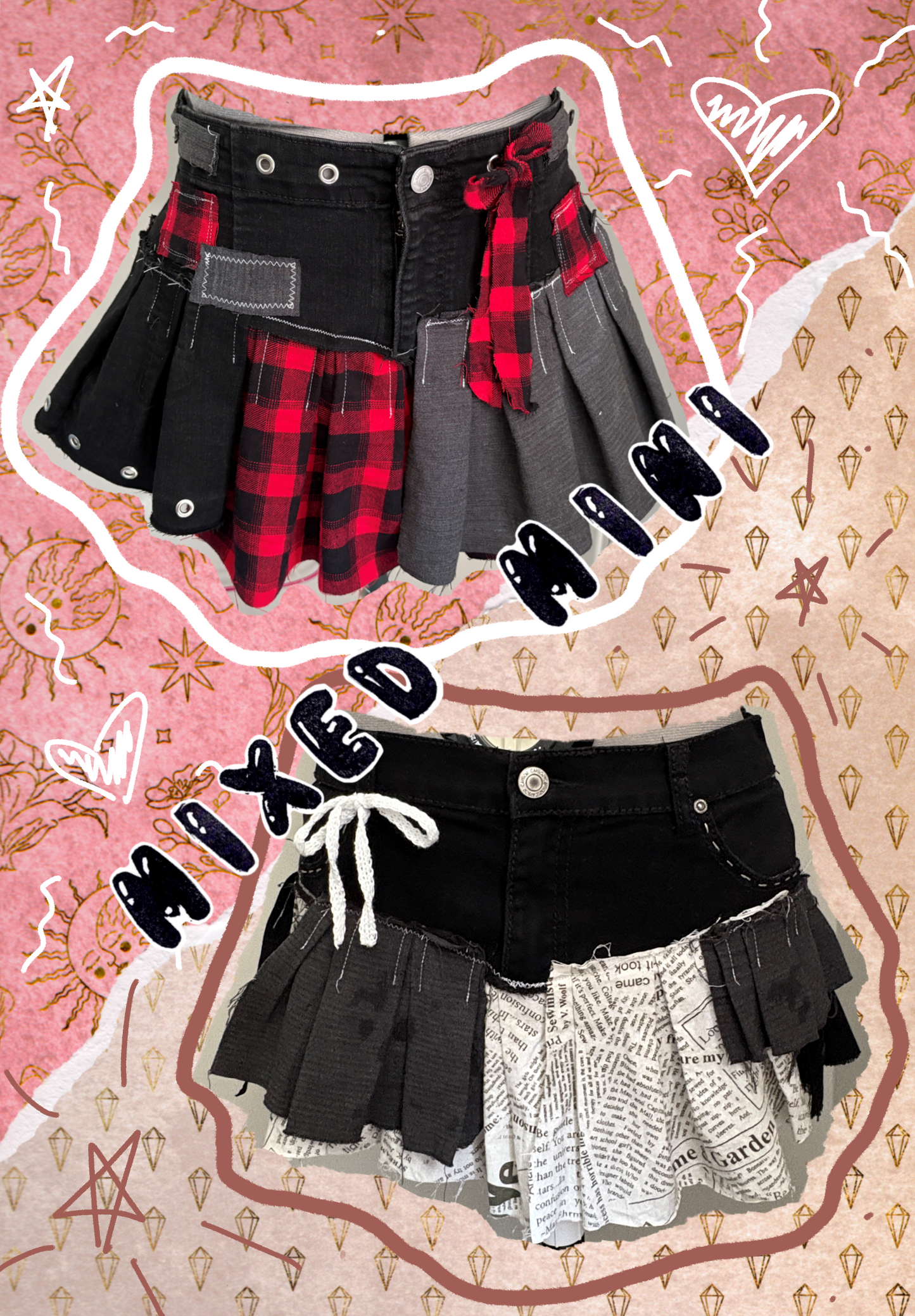mixed mini skirt